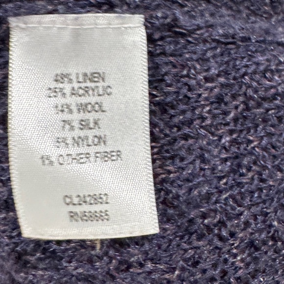 Classiques Entier Silk Wool Linen Blend Purple Knit Open Front Cardigan Size XL - Picture 14 of 14